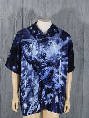 'Graphic Button-Down Shirt (VTG) - Warrior with Alligator Graphic - Men's Large